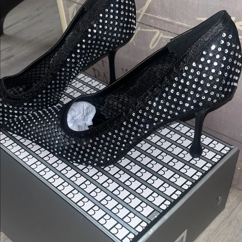 Chic Black Studded Heels - Picture 2 of 8